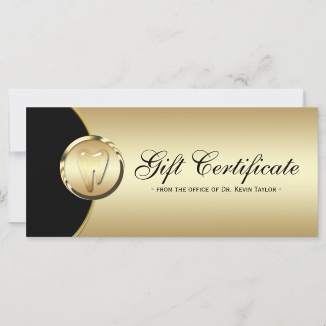Certificat cadeau de carte en rack dentaire Gold N (Devant)