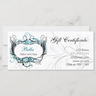 certificat-cadeau de chic, noir et blanc aqua