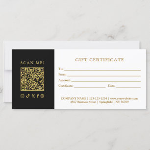 Certificat cadeau de code QR simple et moderne pou