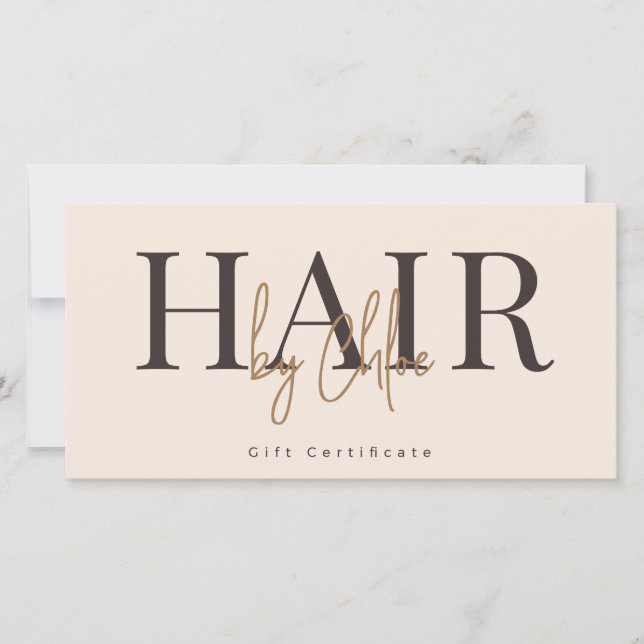 Certificat Cadeau de Coiffeur Minimaliste (Devant)