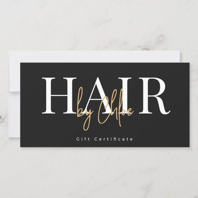 Certificat Cadeau de Coiffeur Or Noir (Devant)