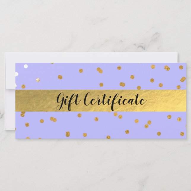 Certificat-cadeau de Confetti Purple & Gold Dots G (Devant)