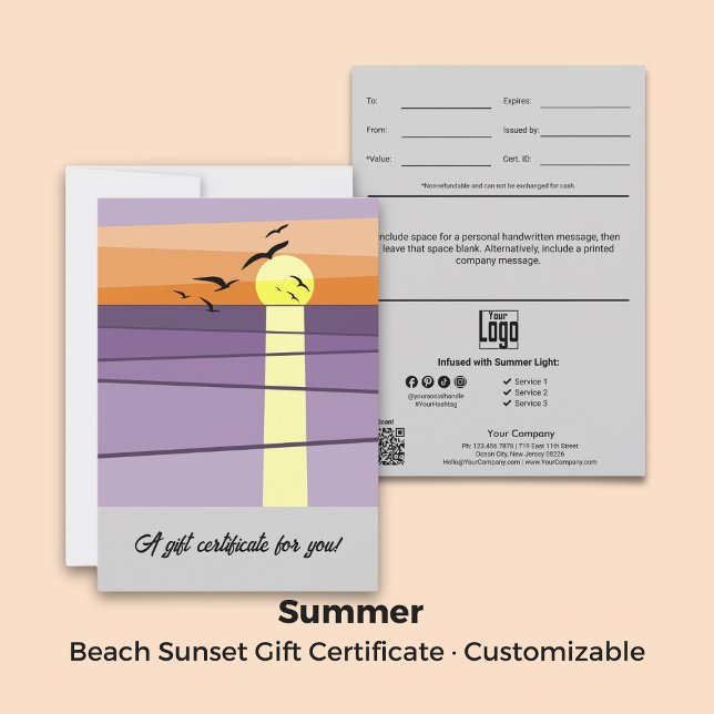 Certificat Cadeau de Coucher de Soleil sur la Plag (Créateur téléchargé)