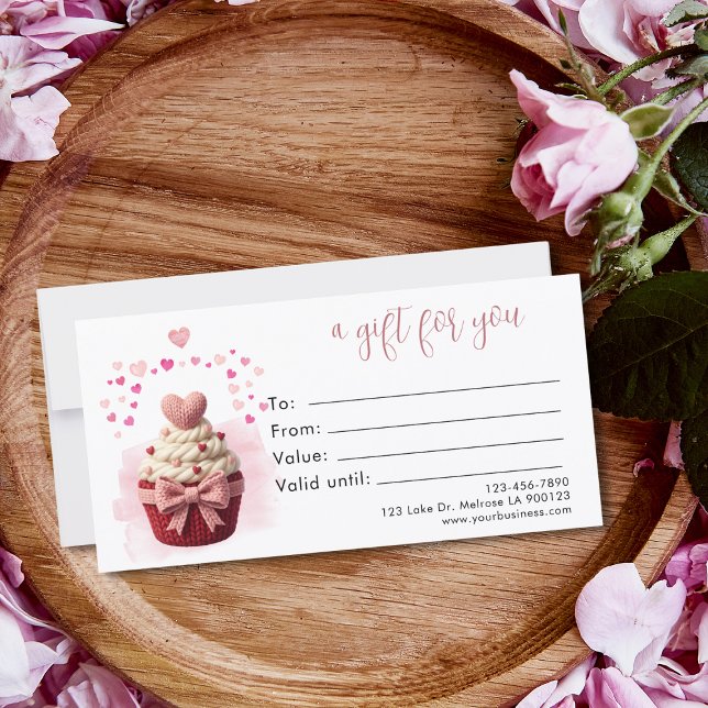 Certificat-cadeau de Cupcake Faux Crochet Coquette (Faux crochet Cupcake Bakery Gift certificate)