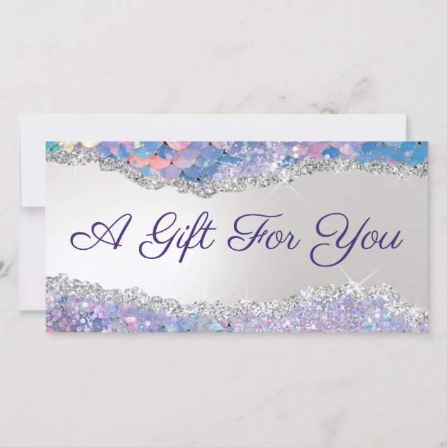 Certificat cadeau de fausse feuille de paillettes  (Devant)
