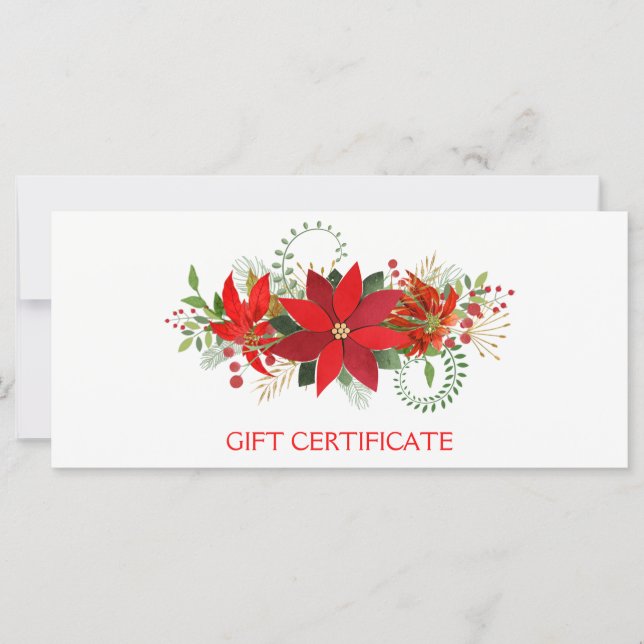 Certificat Cadeau de Fête Poinsettia Rouge d'Hiver (Devant)