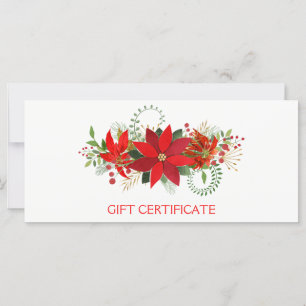 Certificat Cadeau de Fête Poinsettia Rouge d'Hiver