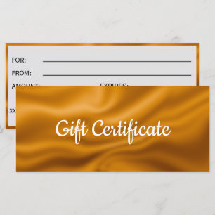 Certificat cadeau de feuille métallique dorée