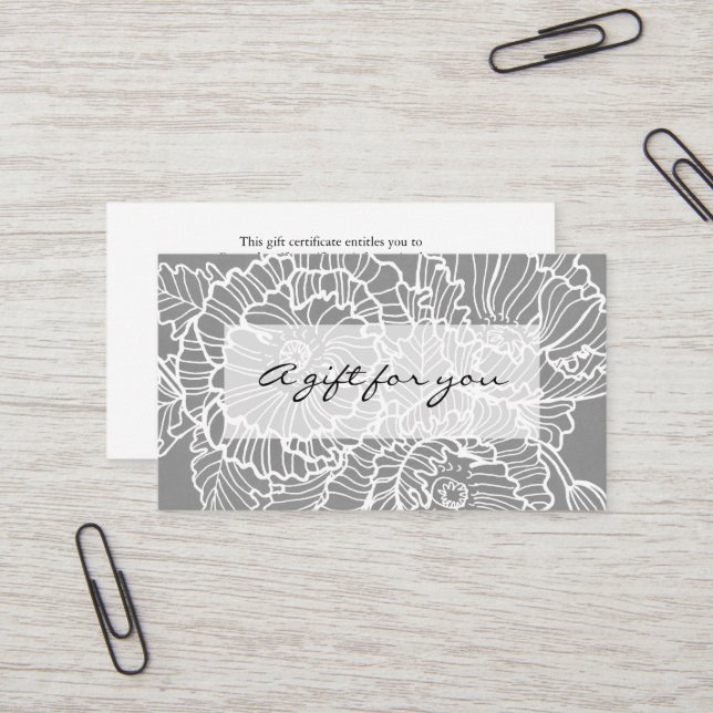 Certificat cadeau de fleurs en ligne blanche (Devant/Arrière en situation)