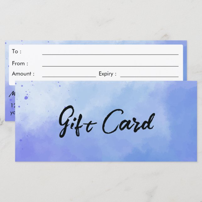 Certificat cadeau de fond aquarelle (Devant / Derrière)