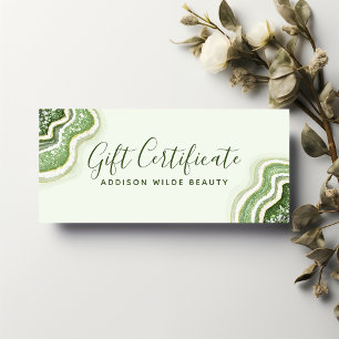 Certificat Cadeau de Géode d'Agate Pailletée Vert