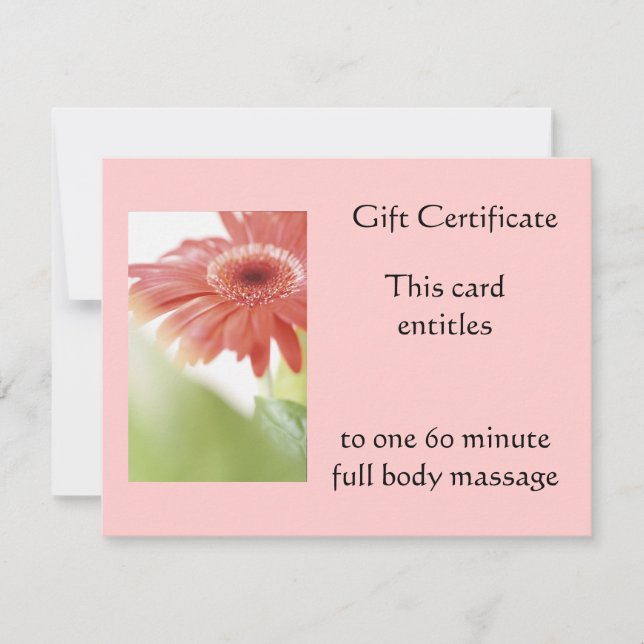 Certificat cadeau de Gerbena rose (Devant)