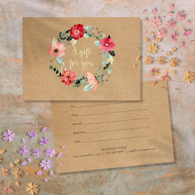 Certificat cadeau de guirlande florale rustique jo (Rustic Pretty Floral Garland Gift Certificate)