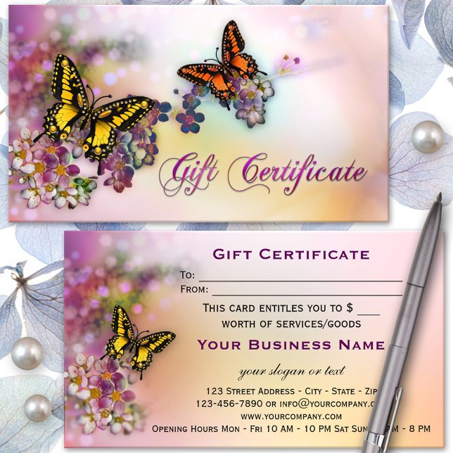 Certificat Cadeau de la Boutique de Papillons Arti (Créateur téléchargé)