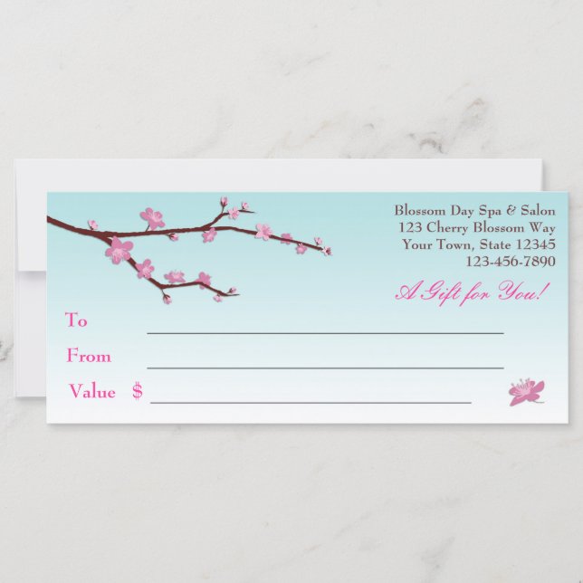 Certificat cadeau de la succursale Cherry Blossom (Devant)