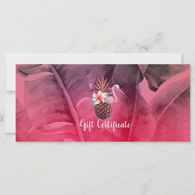Certificat Cadeau de l'Ananas Pailleté Rose Tropic (Devant)