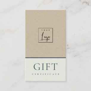 Certificat cadeau de logo Aqua Kraft en céramique