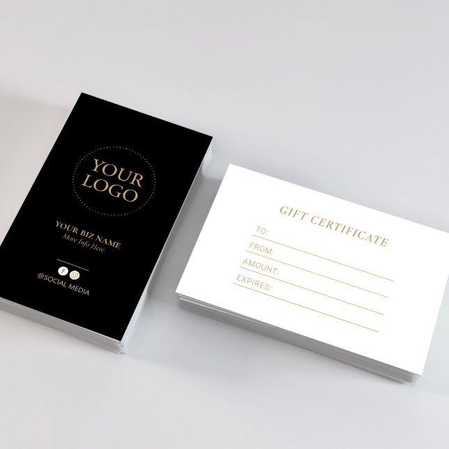 Certificat Cadeau de Logo d'Affaires Moderne Noir  (Créateur téléchargé)