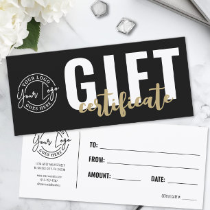 Certificat Cadeau de Logo d'Affaires Or Noir