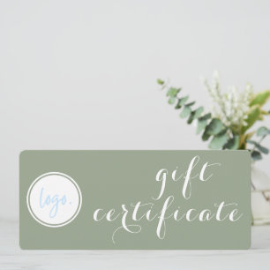 CERTIFICAT CADEAU DE LOGO D'AFFAIRES VERT SOPHISTI