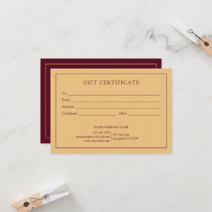 Certificat cadeau de logo d'entreprise de Bourgogn