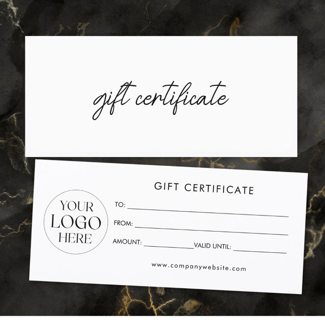 Certificat Cadeau de Logo d'Entreprise Élégant Mod (Front and Back)