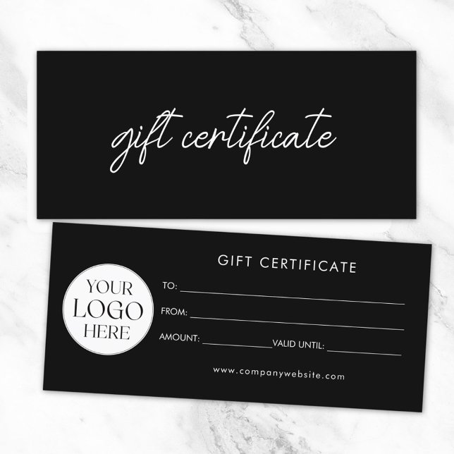 Certificat Cadeau de Logo d'Entreprise Élégant Mod (Front and Back)
