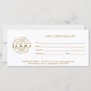 Certificat Cadeau de Logo d'Entreprise Minimaliste