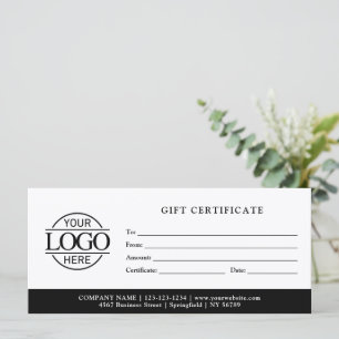 Certificat Cadeau de Logo d'Entreprise Minimaliste