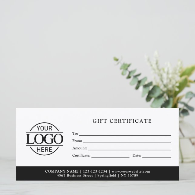 Certificat Cadeau de Logo d'Entreprise Minimaliste (Debout devant)