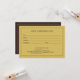 Certificat cadeau de logo d'entreprise simple et m