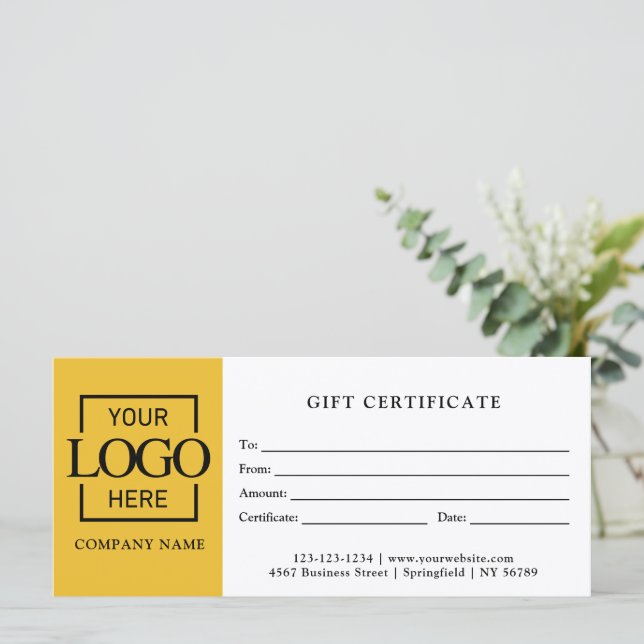 Certificat Cadeau de Logo d'Entreprise Simple Mode (Debout devant)