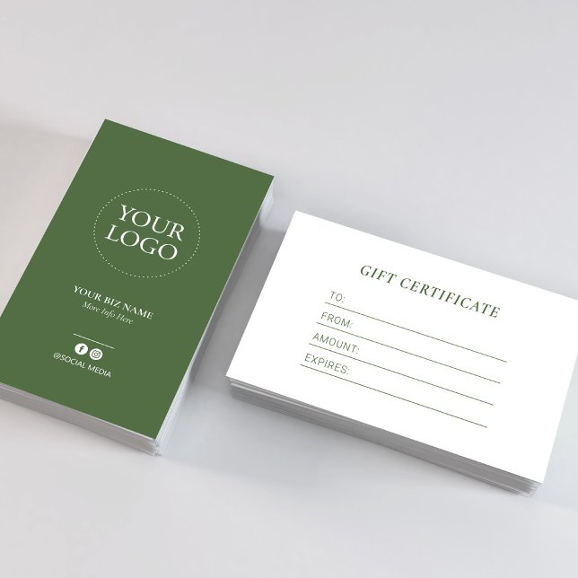 Certificat Cadeau de Logo d'Entreprise Vert de For (Créateur téléchargé)