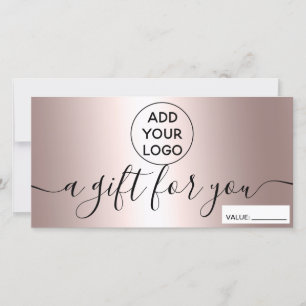 Certificat cadeau de logo métallique rose moderne