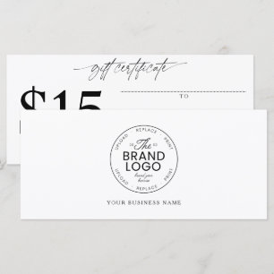 Certificat-cadeau de logo moderne Ajoutez votre mo