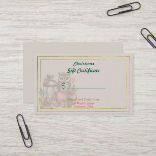 Certificat Cadeau de Magasin de Bonbons de Noël