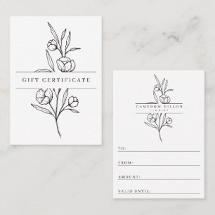 Certificat cadeau de magasin de fleurs dessiné à l