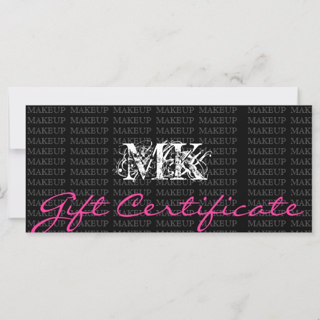 Certificat cadeau de maquillage artiste rose (Devant)