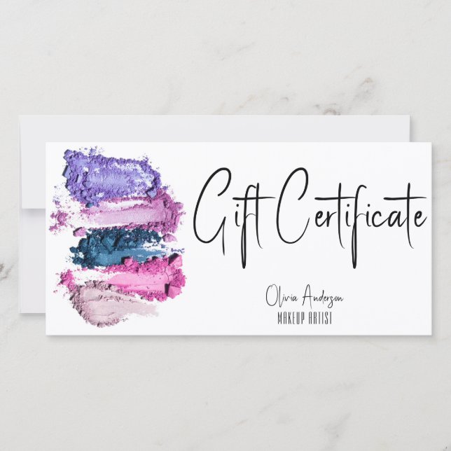 Certificat cadeau de maquillage de montre couleur  (Devant)