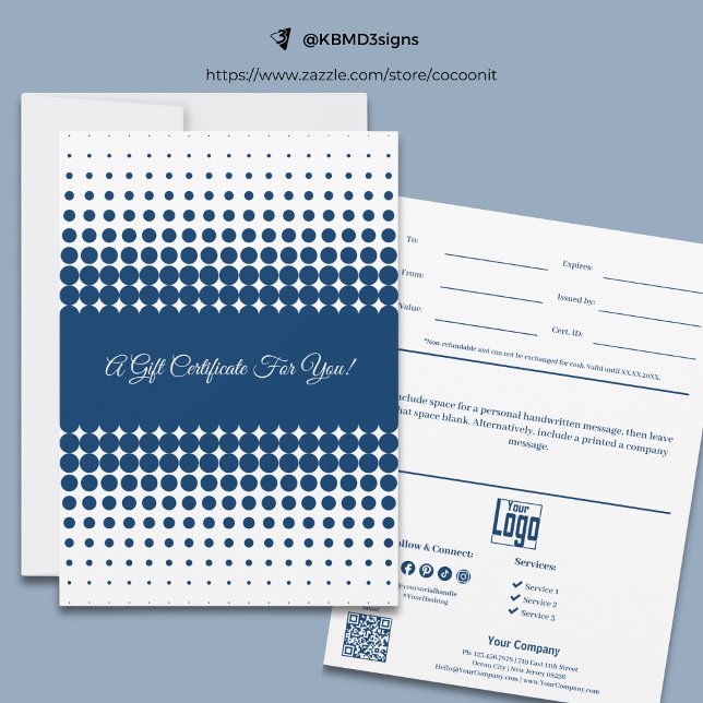 Certificat cadeau de marque bleu blanc d'entrepris (Business Blue White Brand Color Gift Certificate)