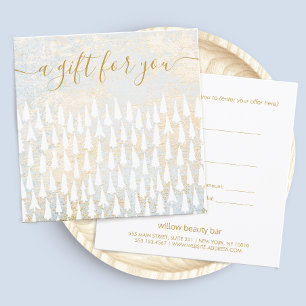 Certificat cadeau de Noël blanc Arbres de vacances