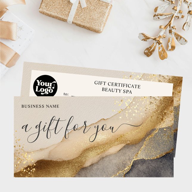 Certificat cadeau de Noël d'affaires - Bouton beig (Créateur téléchargé)