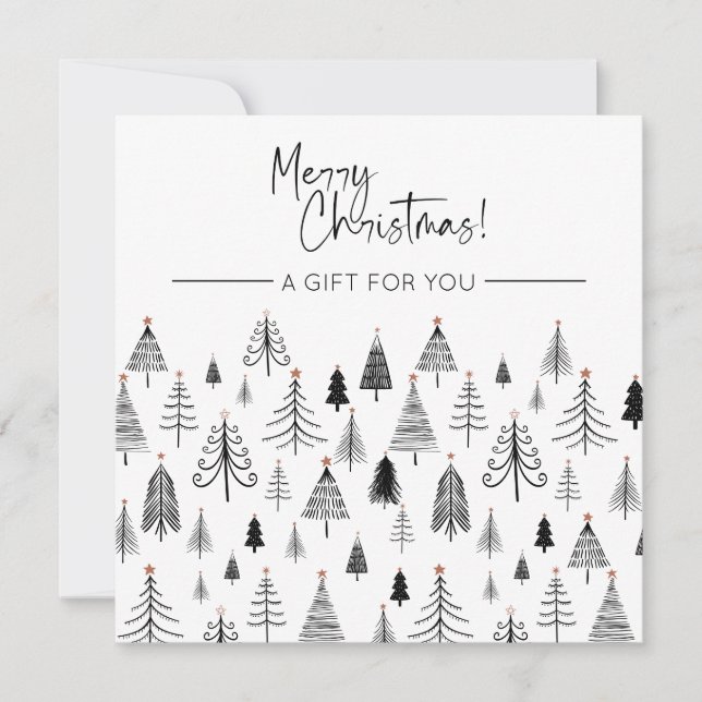 Certificat cadeau de Noël noir et blanc (Devant)