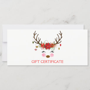 Certificat-cadeau de Noël Renne Floral Vintage
