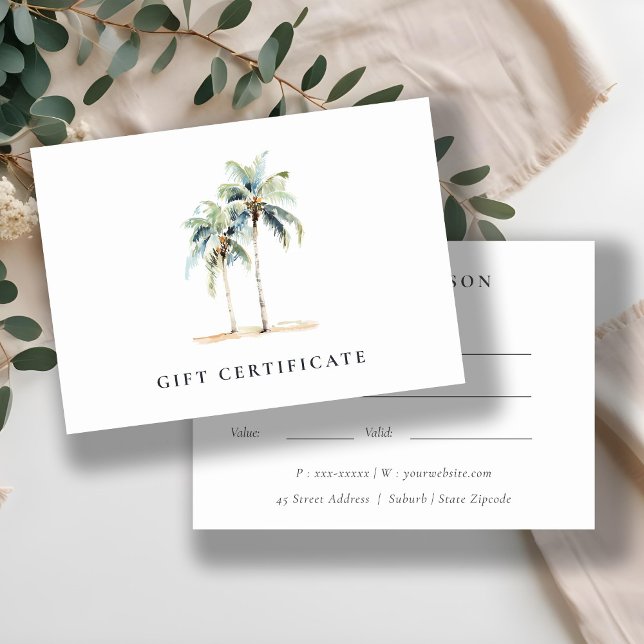 Certificat cadeau de palmiers côtiers tropicaux (Créateur téléchargé)