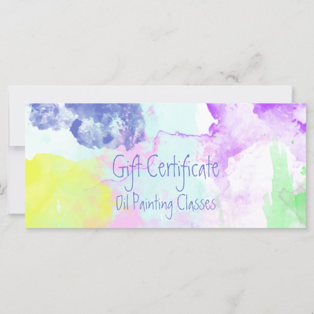 Certificat cadeau de peintures à l'huile (Devant)