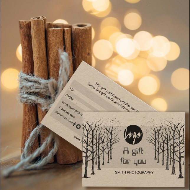 Certificat cadeau de photographe professionnel (Professional Camera Photographer Gift Certificate #zazzlemade #autumn #fall #foresttrees #autumngift)