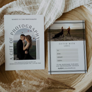 Certificat cadeau de photographie d'arc linéaire m