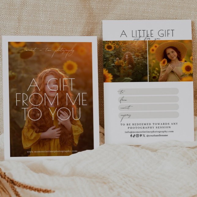 Certificat cadeau de photographie de script minima (Créateur téléchargé)