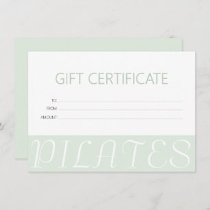 Certificat cadeau de Pilates verts à la menthe mod